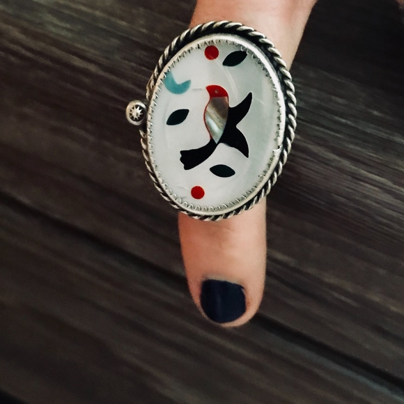 Large Sterling Silver Bird Ring - Picture 2 of 3